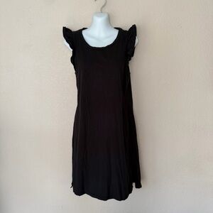 Z Supply Women’s Black Sleeveless Ruffle Sleeve‎ Dress Size S Casual Shift Midi